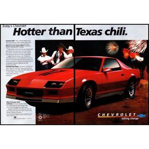 1984 Chevy Camaro Z28 Sports Car 2 Page Vintage Print Ad Fireworks Texas Photo